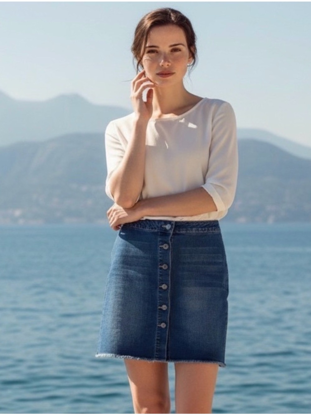 EARL Jeans Denim Button-Front Skirt sz. 10